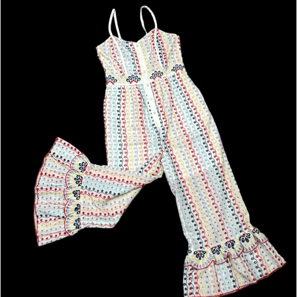 Red Carter Eyelet Cropped Jumpsuit